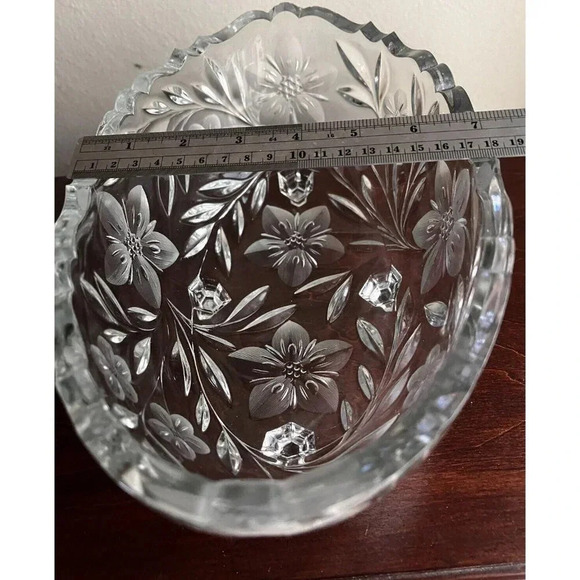 Vintage Large Oval Crystal Footed Bowl - Picture 2 of 7